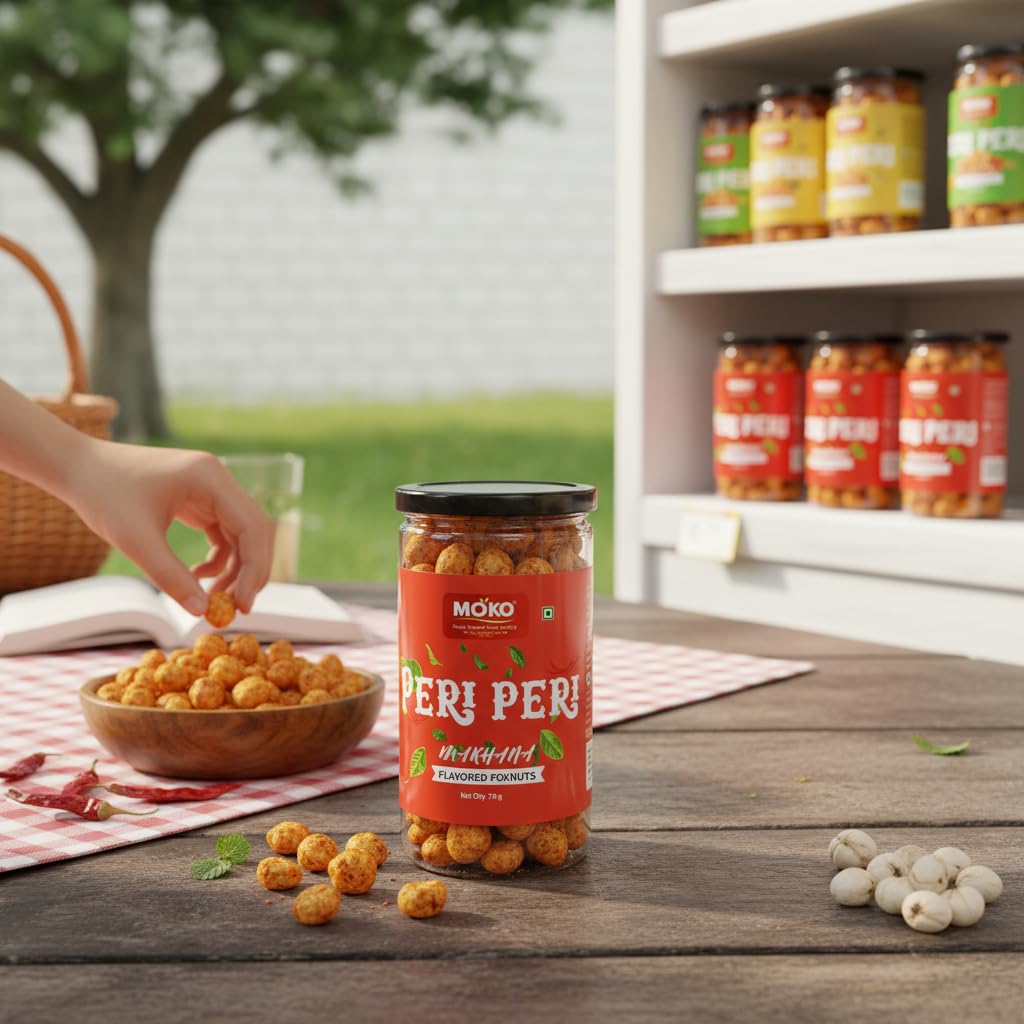 MOKO - Purely Popped. Truly Healthy Peri Peri Makhana (Foxnuts) | Roasted Lotus Seeds | Gluten-Free, High Protein, Low Calorie Healthy | Diet-Friendly Evening | 70g 1