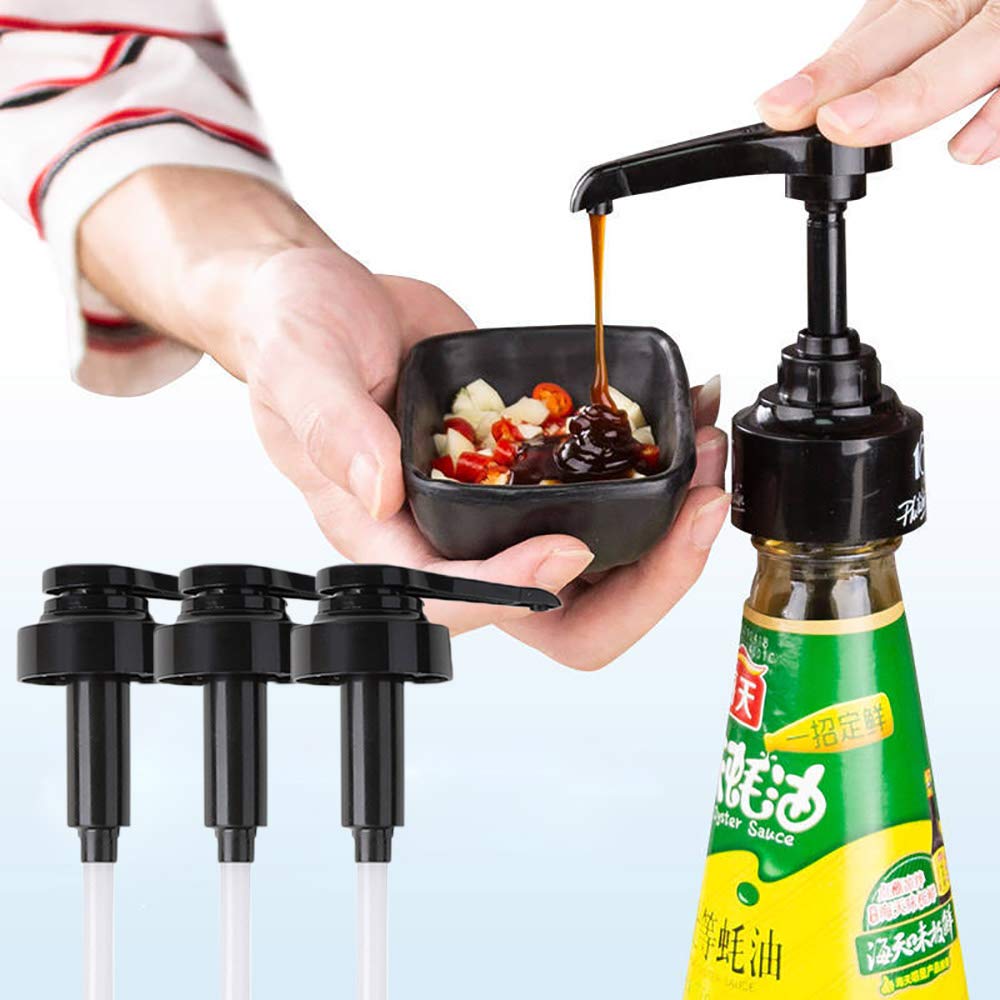 Maxcio Syrup Bottle Nozzle, Pressure Oil Sprayer, Household Pump Push-type, Sauce Plastic Pump - with Long Dip Tubes - for Oyster Oil Jam Ketchup Bottles (B)