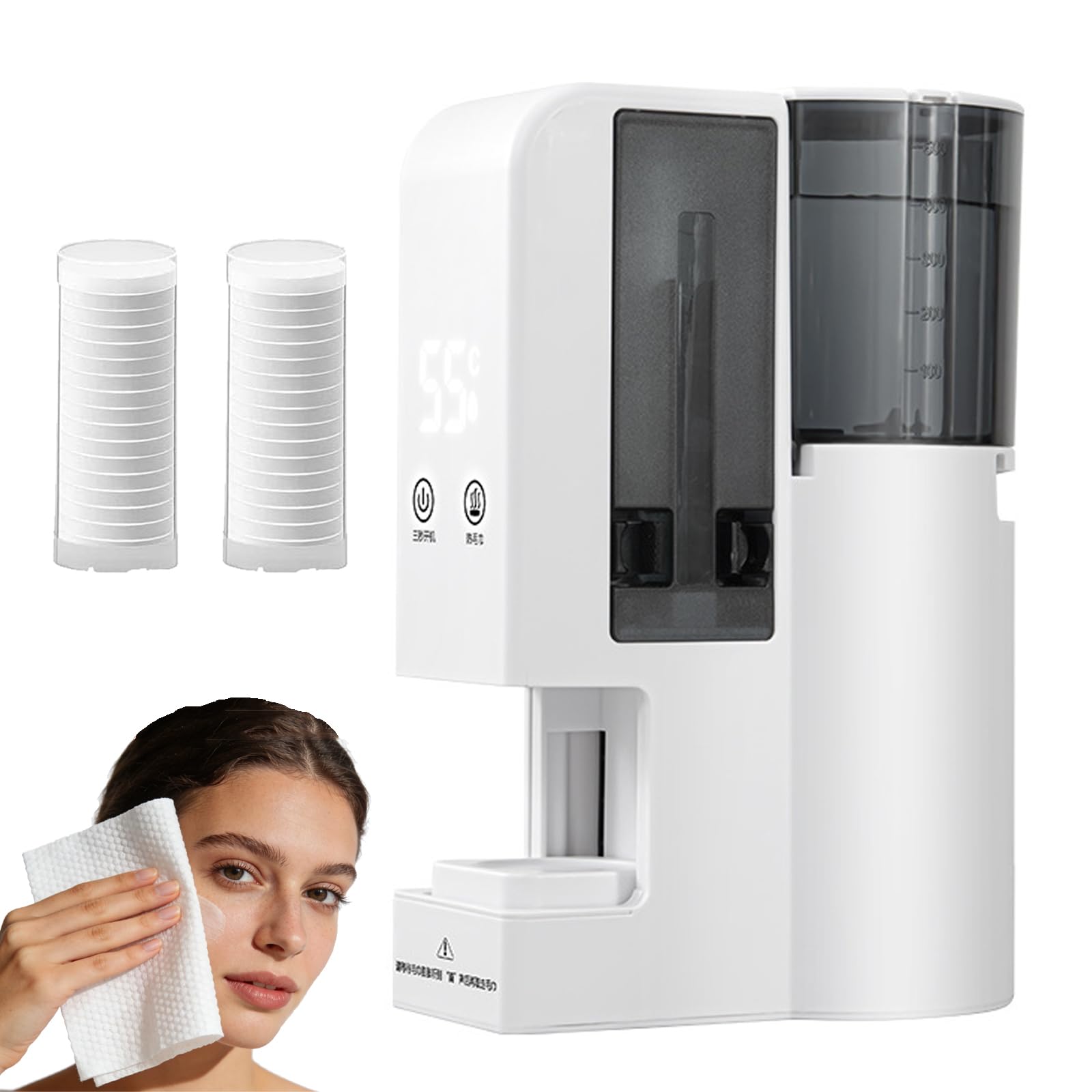 Dispensador automático de toallas calientes con aviso por voz para limpieza facial eficiente