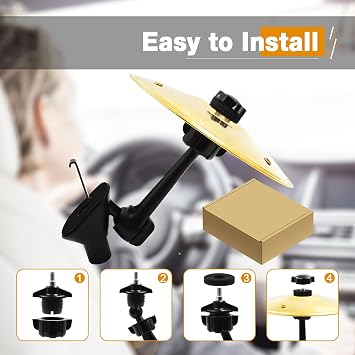Car Cymbal Air Vent, Mini Cymbal for Car, Car Symbol Drum Air Vent for Music Lovers, Mini Car Drum Rhythm Toy for All Vehicles - Gold
