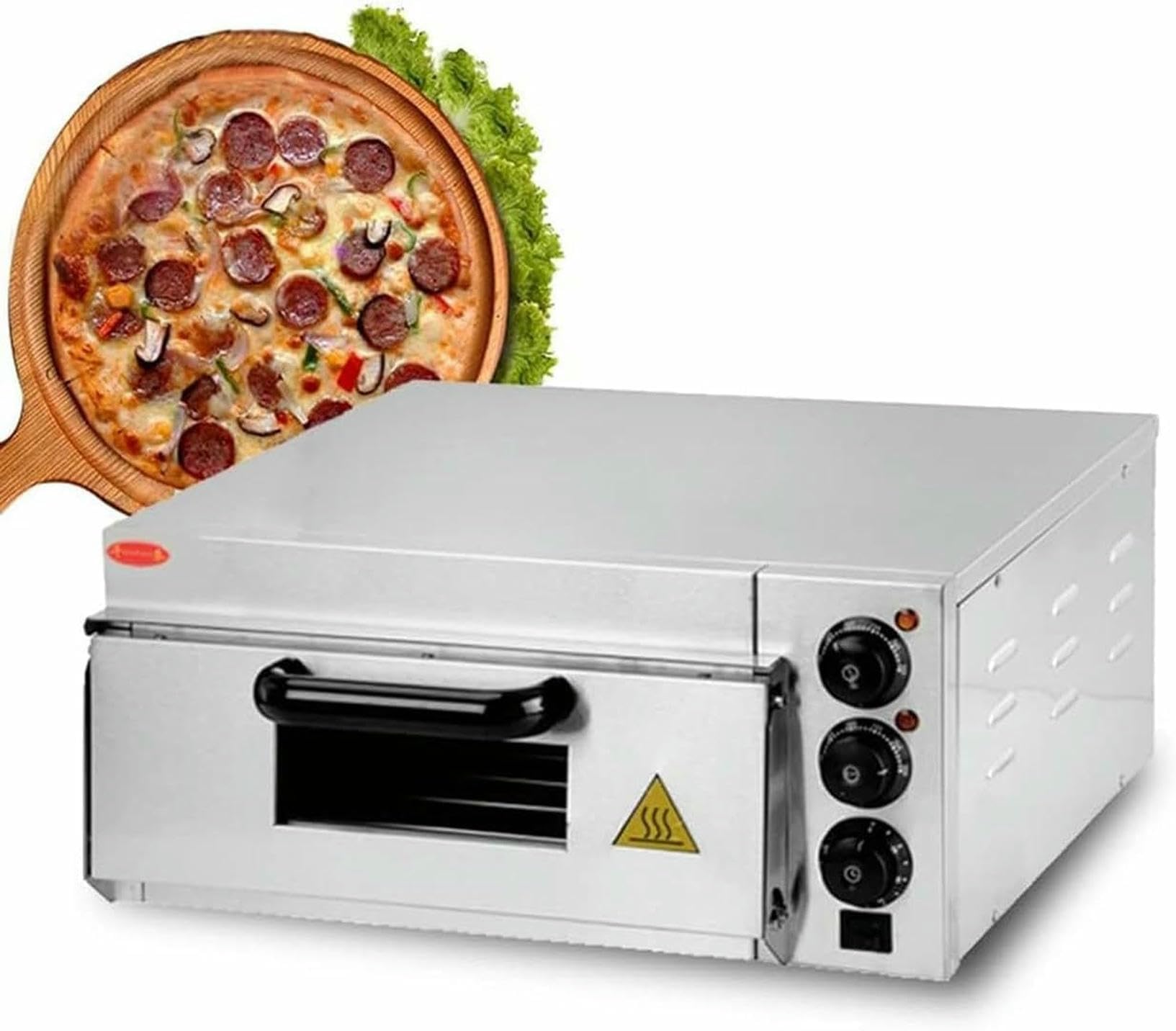 16" Countertop Electric Pizza Oven, Commercial Pizza Oven, Stainless Steel Pizza Maker with Timer, Pizza Maker Machine for Hotel Restaurant Home Baked