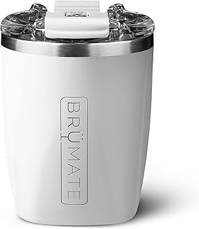 BrüMateRocks - 12oz 100% Leak-Proof Insulated Lowball Cocktail & Whiskey Tumbler - Double Wall Vacuum Stainless Steel - Shatterproof - Camping & Travel Tumbler & Cocktail Glass (Ice White)