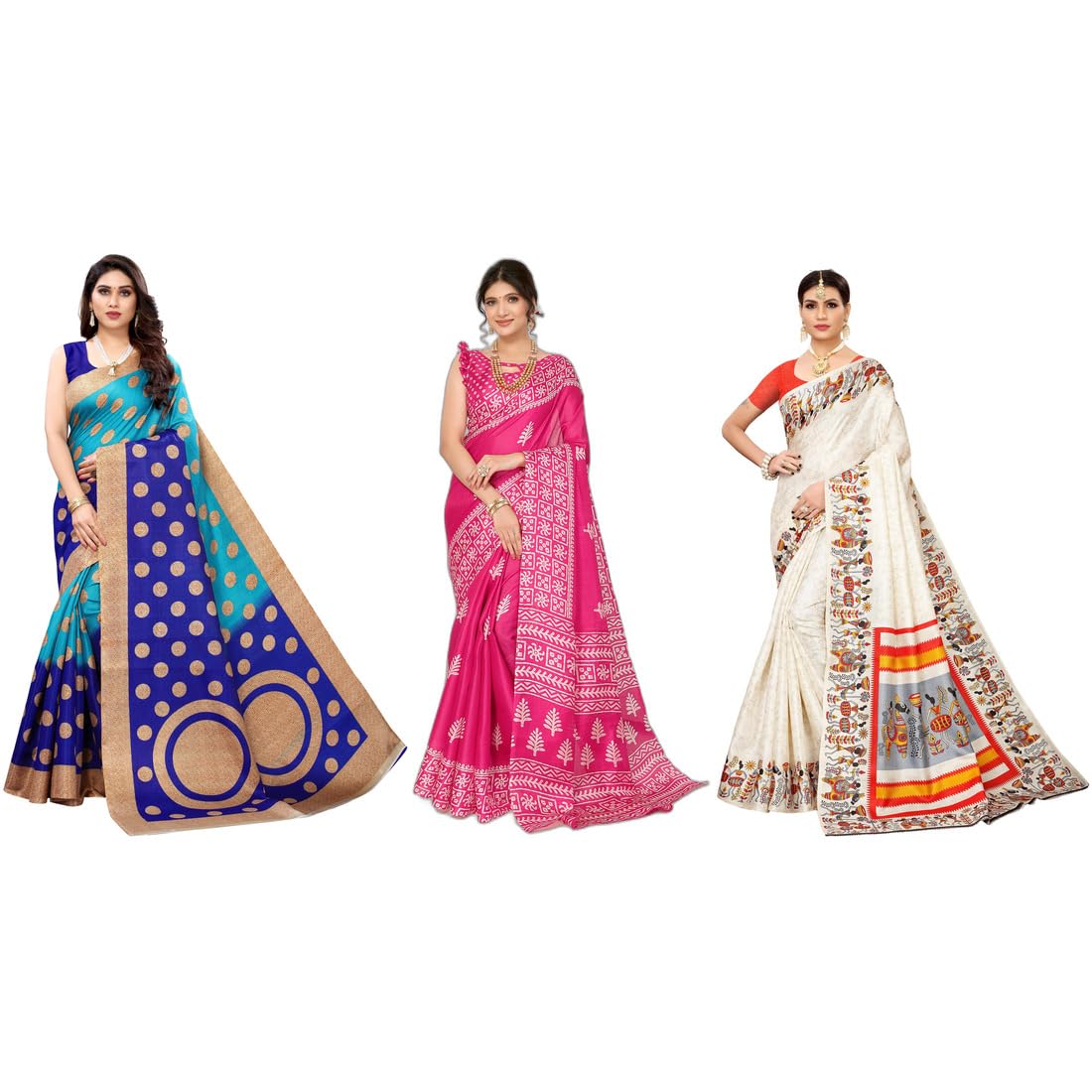 Sari pour femme avec blouse sans couture, ensemble de 3 pièces