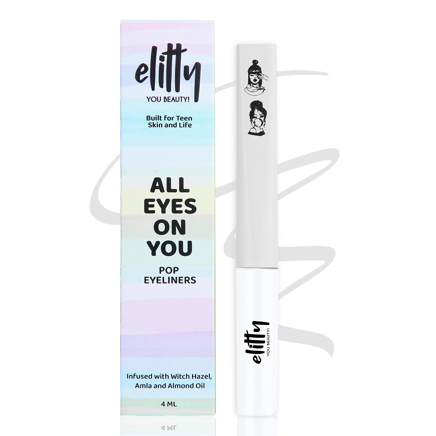 Elitty Waterproof Eyeliner - 4g White Colour With Intense Matte Finish | Smudge Proof, Long Lasting Liquid Liner For Eye Makeup | Quick Drying Formula With Fine Tip For Smooth, Precise Application