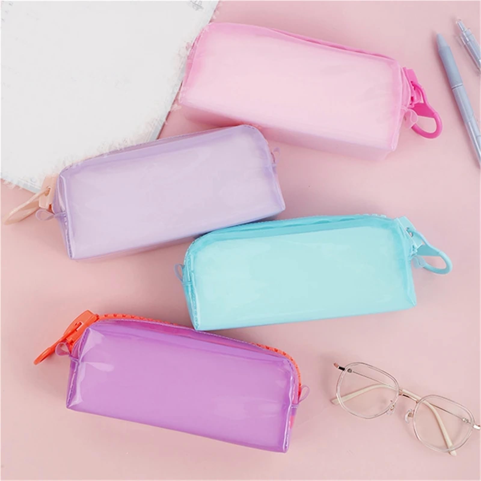 Estuche for lápices con Cremallera Grande, 2 uds., Cuadrado, Gran Capacidad, papelería for Estudiantes, Suministros Escolares, Bolsa de Almacenamiento para Estudiantes(Green)