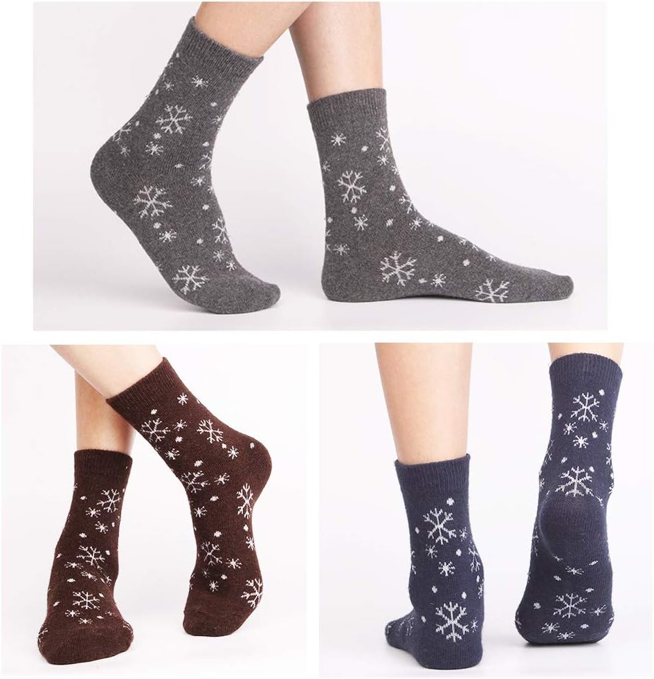 Winter Wool Socks Women Snow Flower Cashmere Warm Socks Ladies Girls 5 Pack,Sumery Su