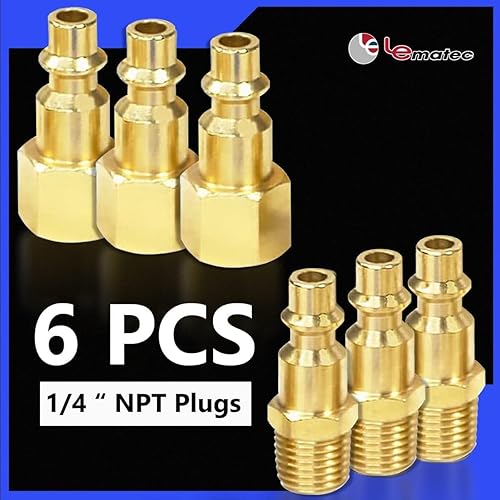 Miniatura 2 de LE LEMATEC Kit de montaje de manguera de compresor de aire de 15 piezas, accesorios de manguera de aire de conexión rápida NPT de 1/4 pulgadas,