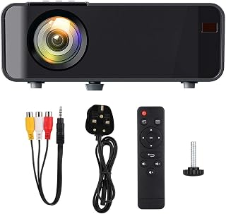 Mini Projector, Portable 1080P Ultra-HD LED Projector(720P Same Screen Version) Home Theater Projector Black 110-240V (UK Plug)