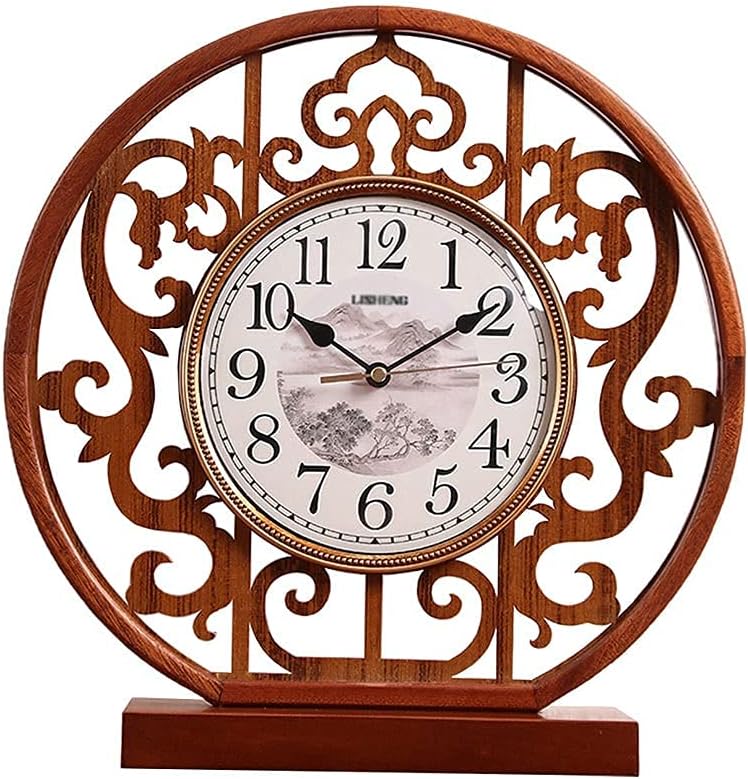 Doctor Drops Standing Clock Mute Clock Desk Watch Retro Chinese Text Clock Desktop Wooden Desk Watch Desktop Decoration 4 Style Interior Decoration Watch (Size: A) (B)