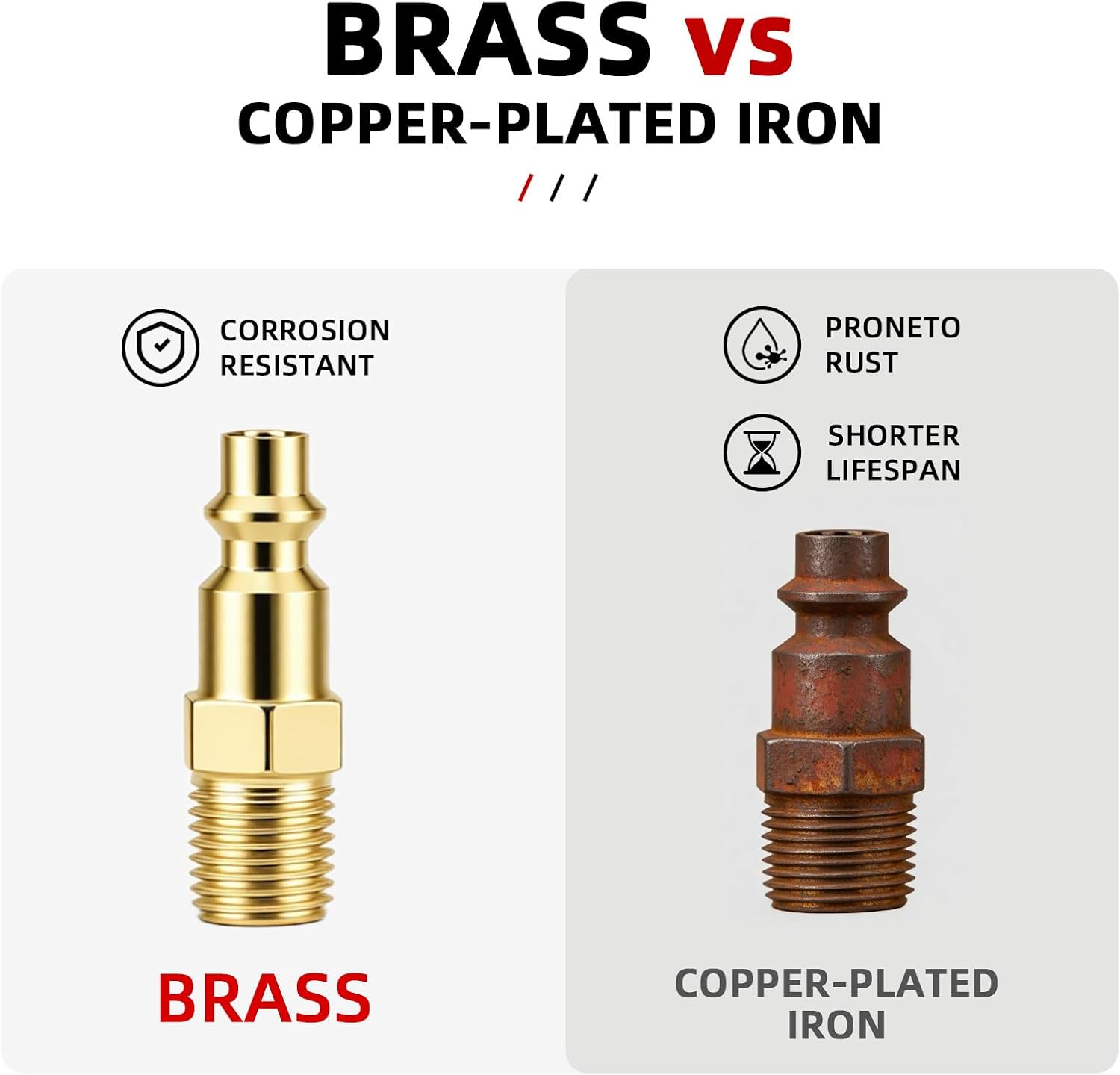 47 PCS 1/4 Inch Quick Connect Air Hose Fittings, Premium Metal Air Compressor Fittings with Teflon Tape, Air Tool Quick Connect Air Line Fittings (Compatible with Air Compressors, Air Hoses)