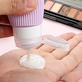 Mrsdry Travel Bottles for Toiletries, Tsa Approved 3oz Portable Travel Bottles, BPA Free Leak Proof Squeezable Silicone Travel Size Containers, Travel Accessories with Clear Toiletry Bag (4 Pack)