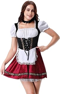 Womens Oktoberfest Costume, German Dirndl Dress Traditional Bavarian Costume Beer Carnival Outfit Slim Fit