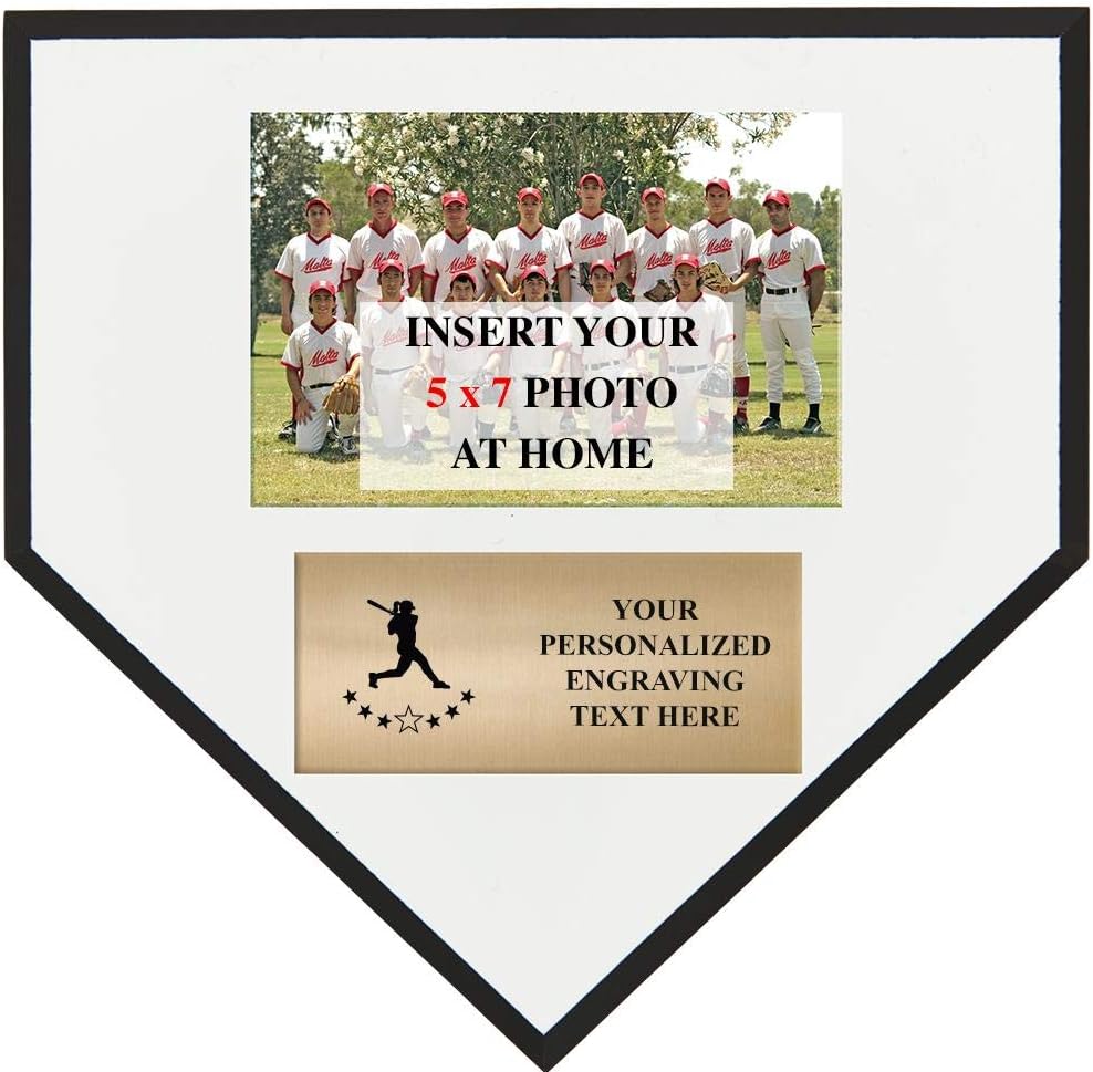 Crown Awards 10" Softball Player Home Plate Team Photo Plaque, Custom Engraved Softball Player Trophy, Insert Your Own 5X7 Photo, Engraving Included, Prime