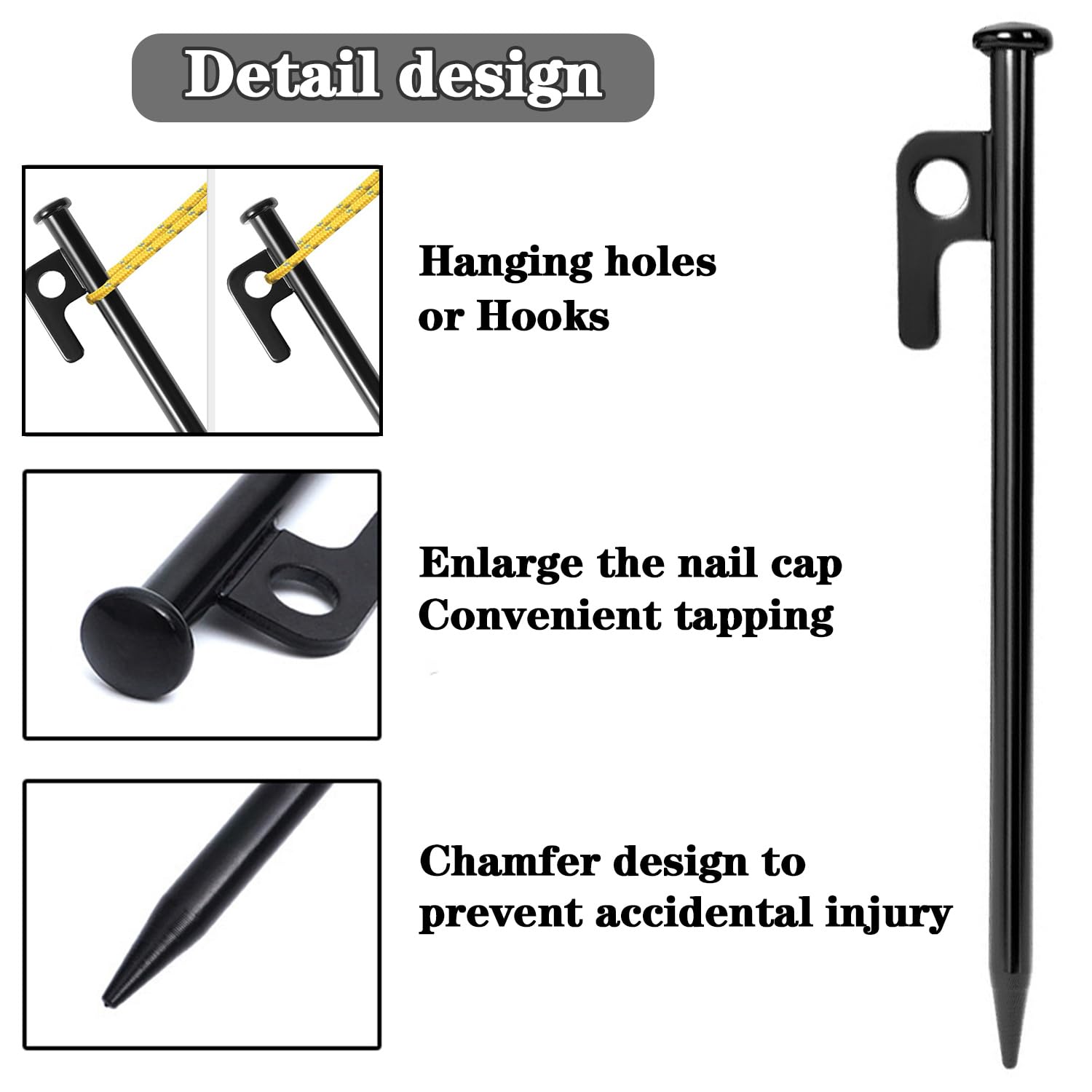 Tende Per Campeggio Picchetti Tenda 8 Pezzi - Chiodi Acciaio Forgiato 30cm Per Campeggio E Giardinaggio Accessori Campeggio Resistenti