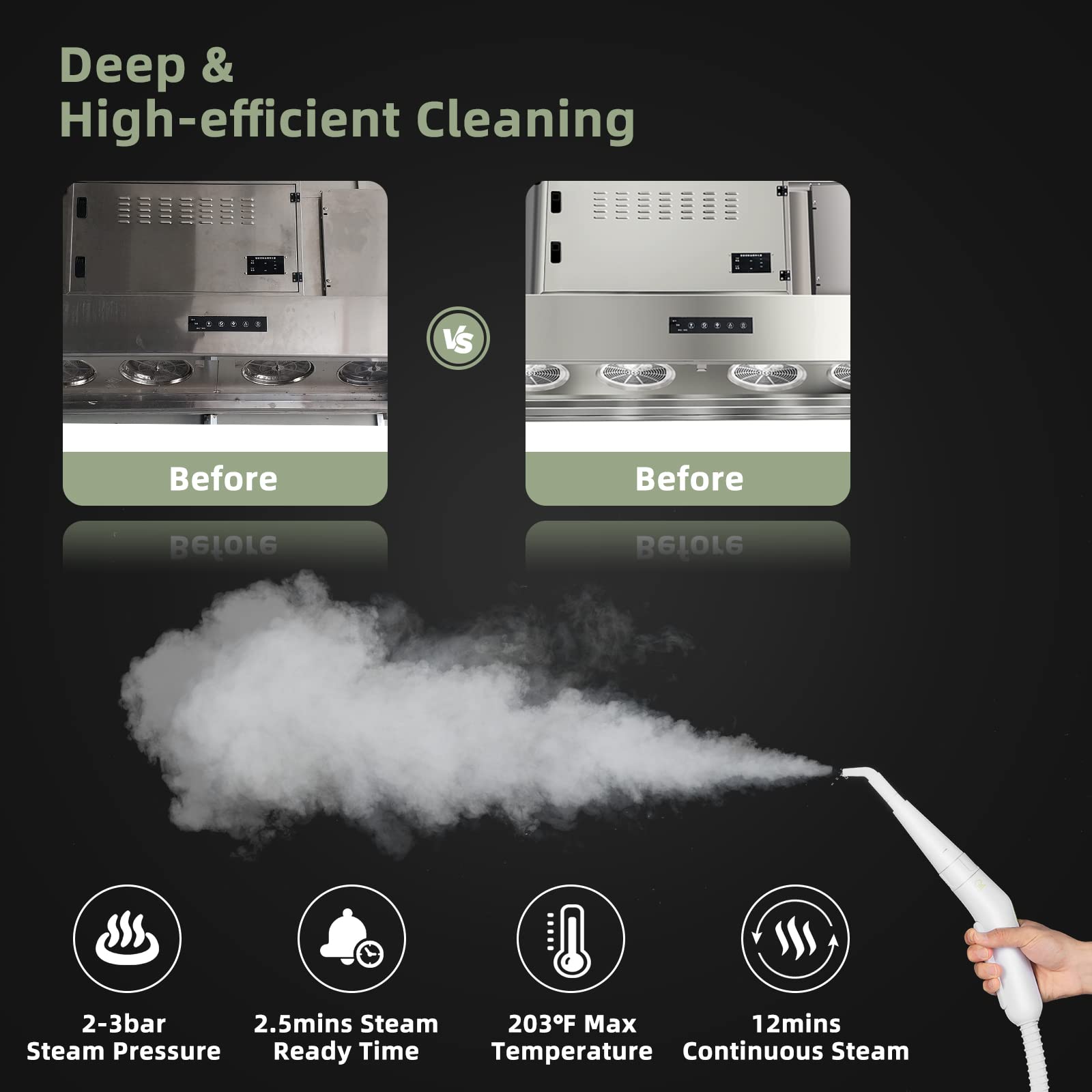 FANTASK Ręczna myjka parowa 1000 W, pojemność 300 ml i 10 zestawów akcesoriów, Steamshot Steam Cleaner