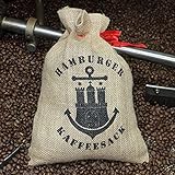  Docklands-Coffee Hamburger Kaffeesack groß  Jutesack  Geschenkesack  Ideal zum Verschenken  für bis zu 1 Kg Röstkaffee  Zugband  Edel