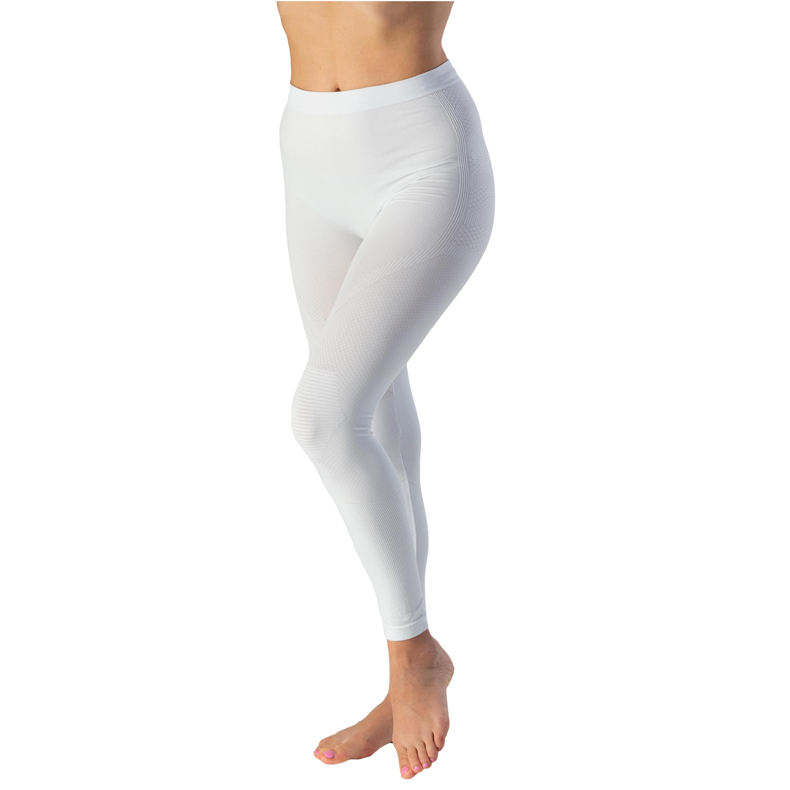 Risalti Energy Women's Thermal Tights – Women's Breathable Seamless Thermal Underwear, White, L-XL