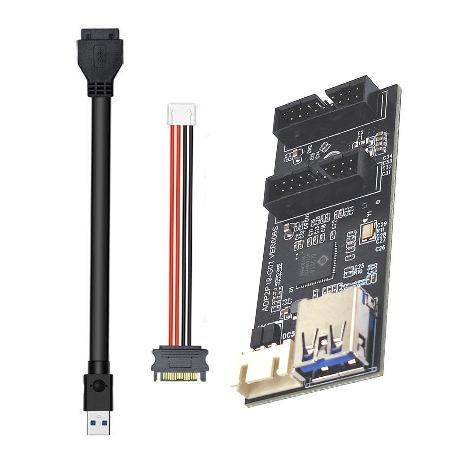 USB 3.2 to 19Pin Expansion Card, 19PIN to 19PIN Expansion Card USB Type-A Adapter Motherboard Hub Adapter