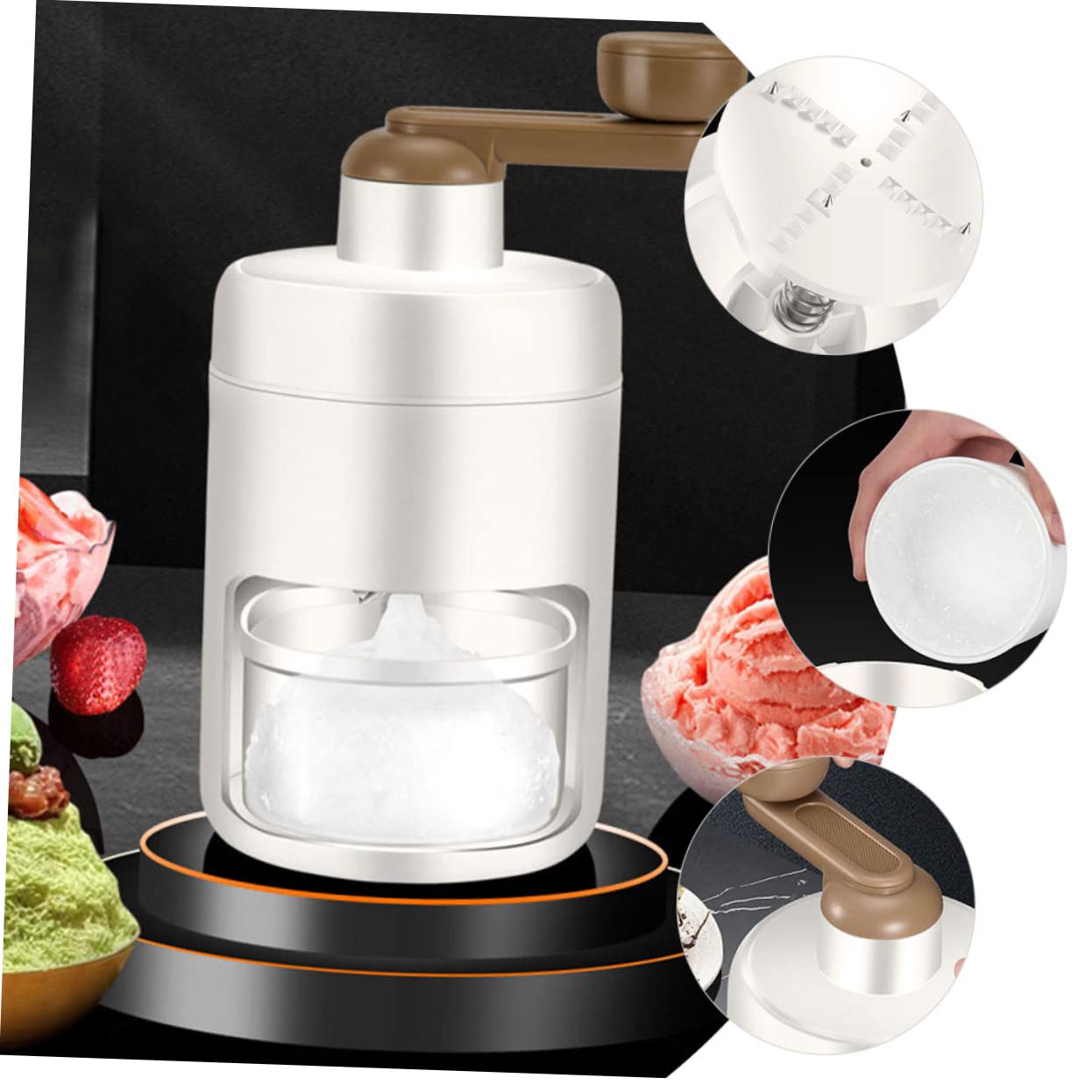 Garneck Ice Shaver Machine for Home Use Manual Ice Crusher Hand Crank for Smoothies Easy Clean