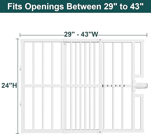 Miniatura 6 de Puerta para perros montada a presión de 10 segundos de instalación rápida para mascotas y niños, puerta de metal ajustable de 29 a 43 pulgadas de