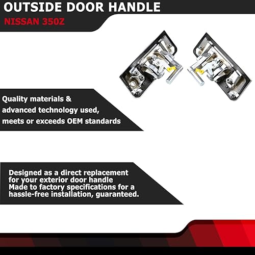 Miniatura 2 de 1 par de manijas exteriores para puerta exterior compatibles con Nissan 350Z 2003-2009, lado izquierdo del conductor y del pasajero derecho que