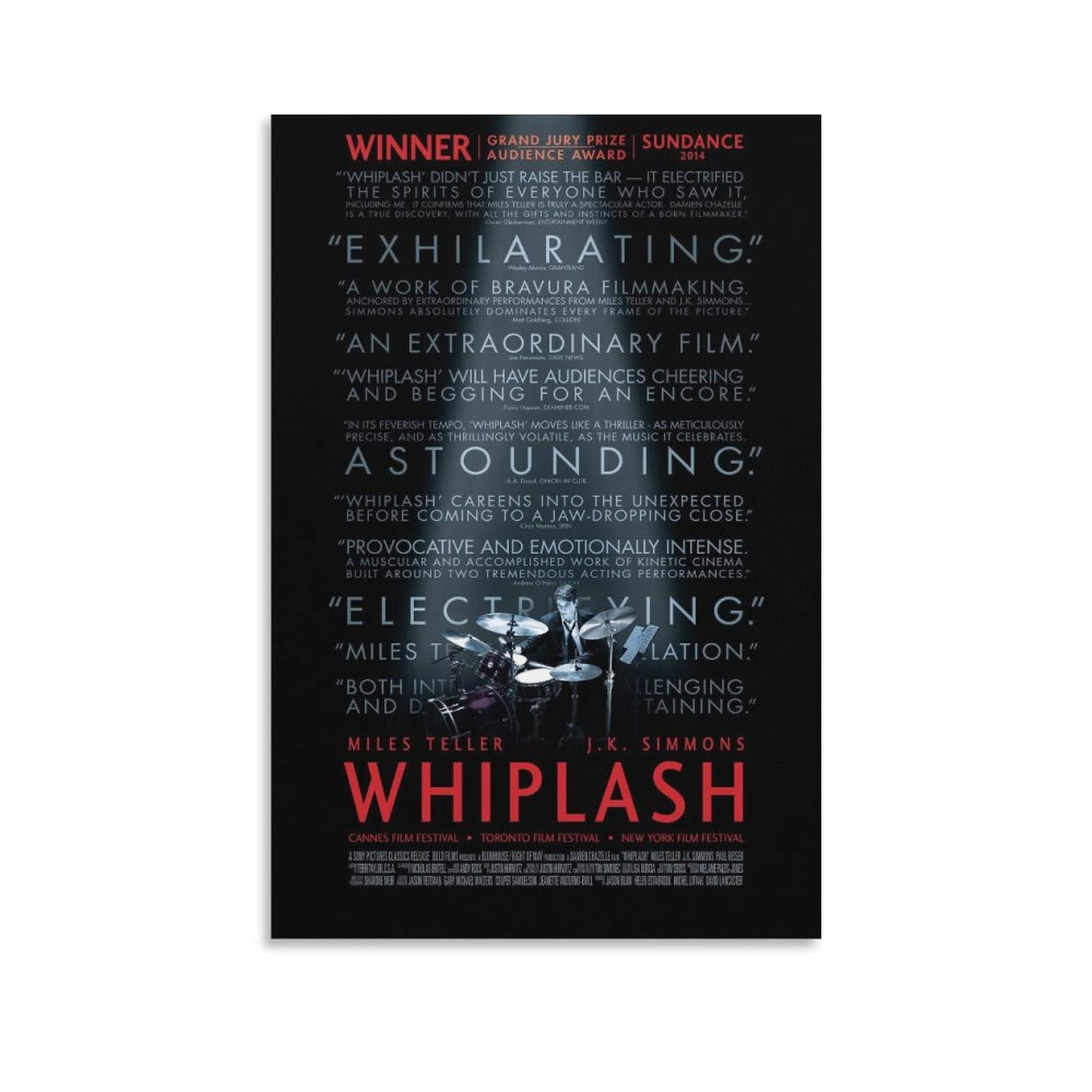 TONGYANG Inspirational Movie Poster Whiplash Poster for Bedroom Aesthetic Wall Decor Canvas Wall Art Gift 12x18inch(30x45cm)