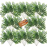 kimbovillea 48Pcs Bulk Package - Artificial Ficus Leaves Real Touch Ruscus Foliage Mini Bay Leaf Spr