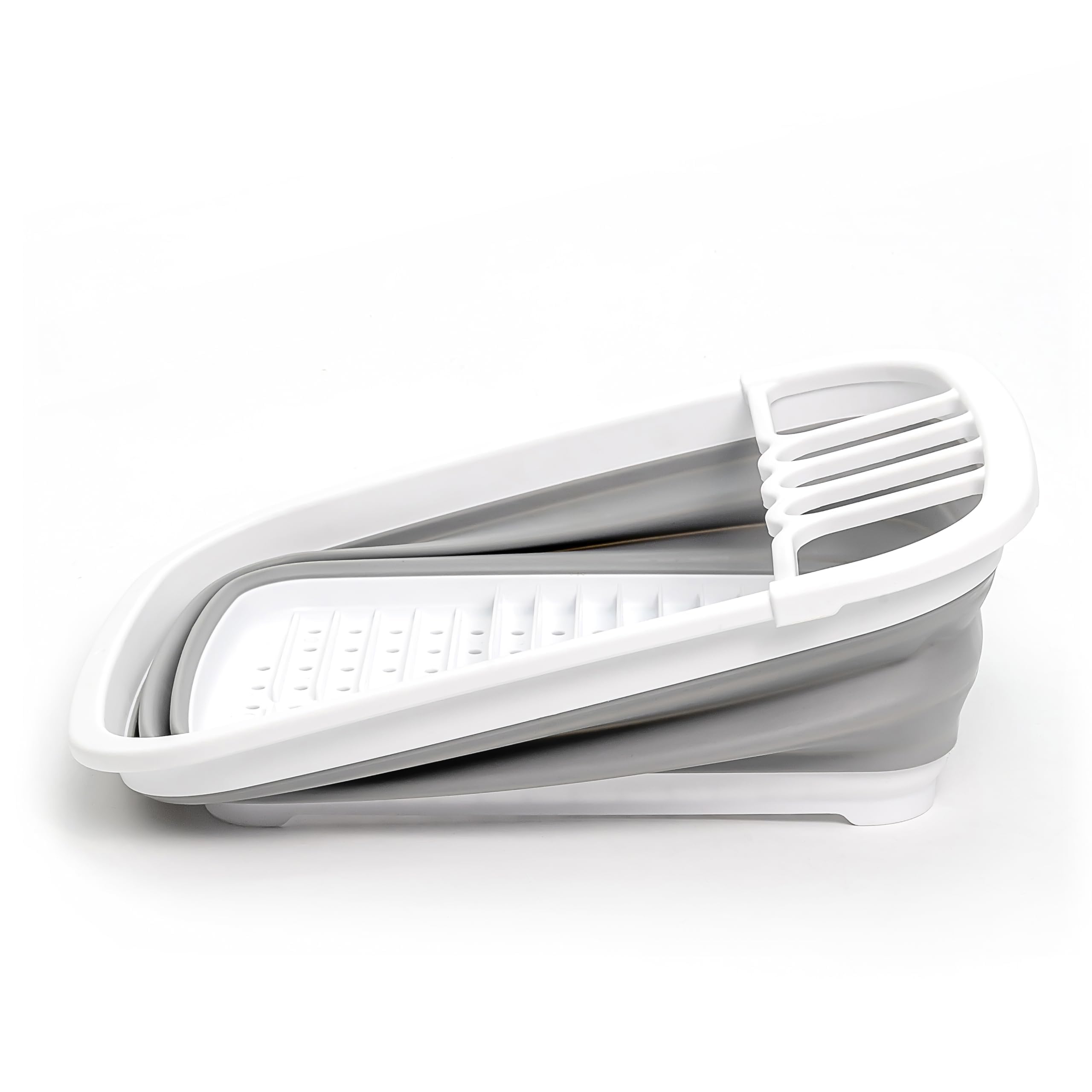 SAMMART Égouttoir à vaisselle pliable de 8 L – Égouttoir à vaisselle portable – Économie d'espace (blanc/gris, 1)