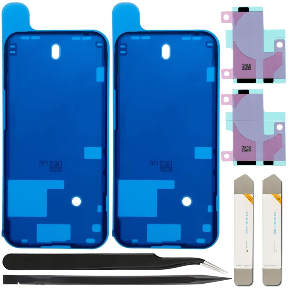 Adesivo per Adesivo Pre-Taglio Impermeabile da 7 Pezzi Compatibile con per iPhone 14 PRO, Adesivo sullo Schermo LCD e Nastro Adesivo per Colla a Batteria Interna (6,1 Pollici/Nero)