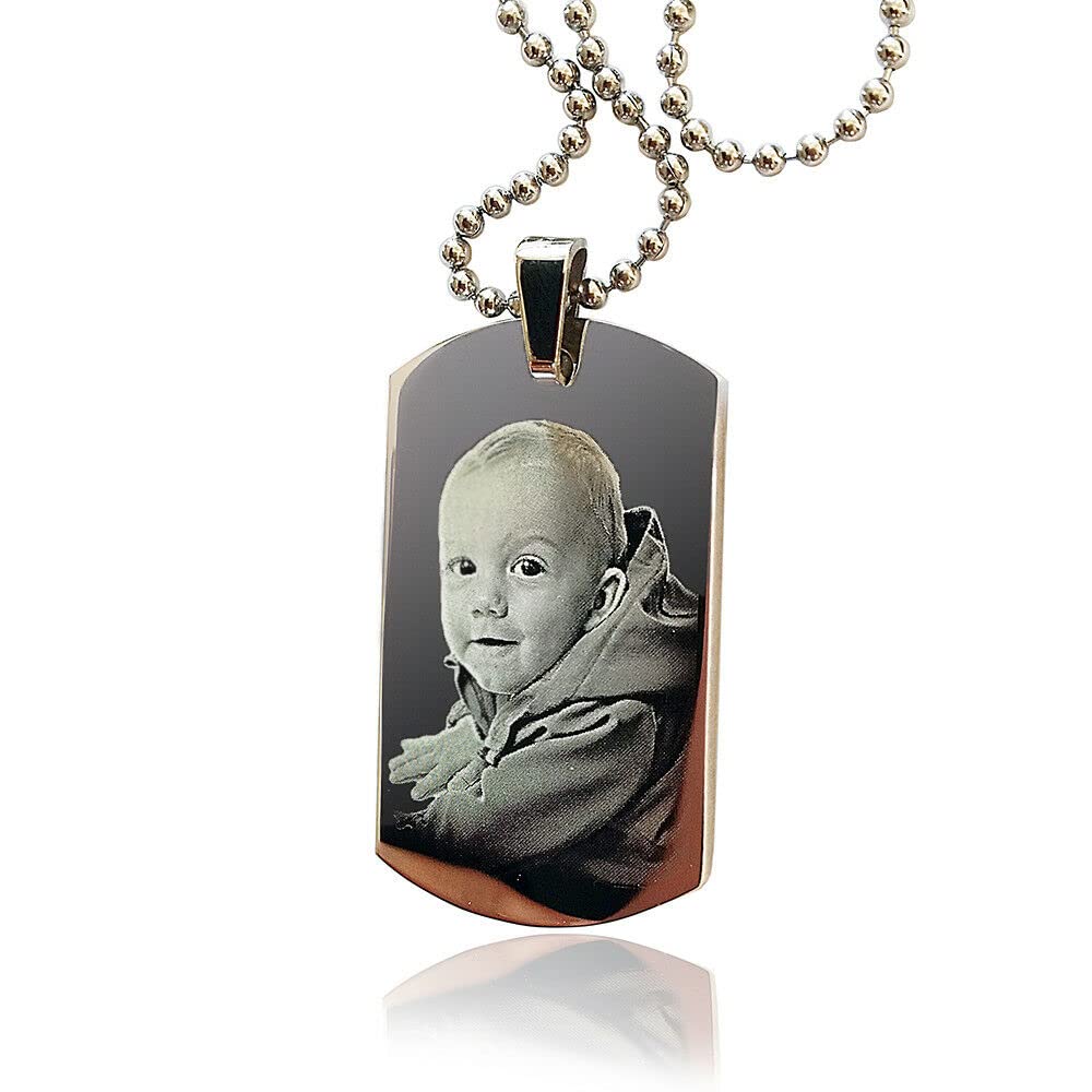 OyC Original y Creativo Collar con Foto - Colgante Militar Personalizado con Foto, Collar Retrato, Texto para Regalo, Original (Militar)
