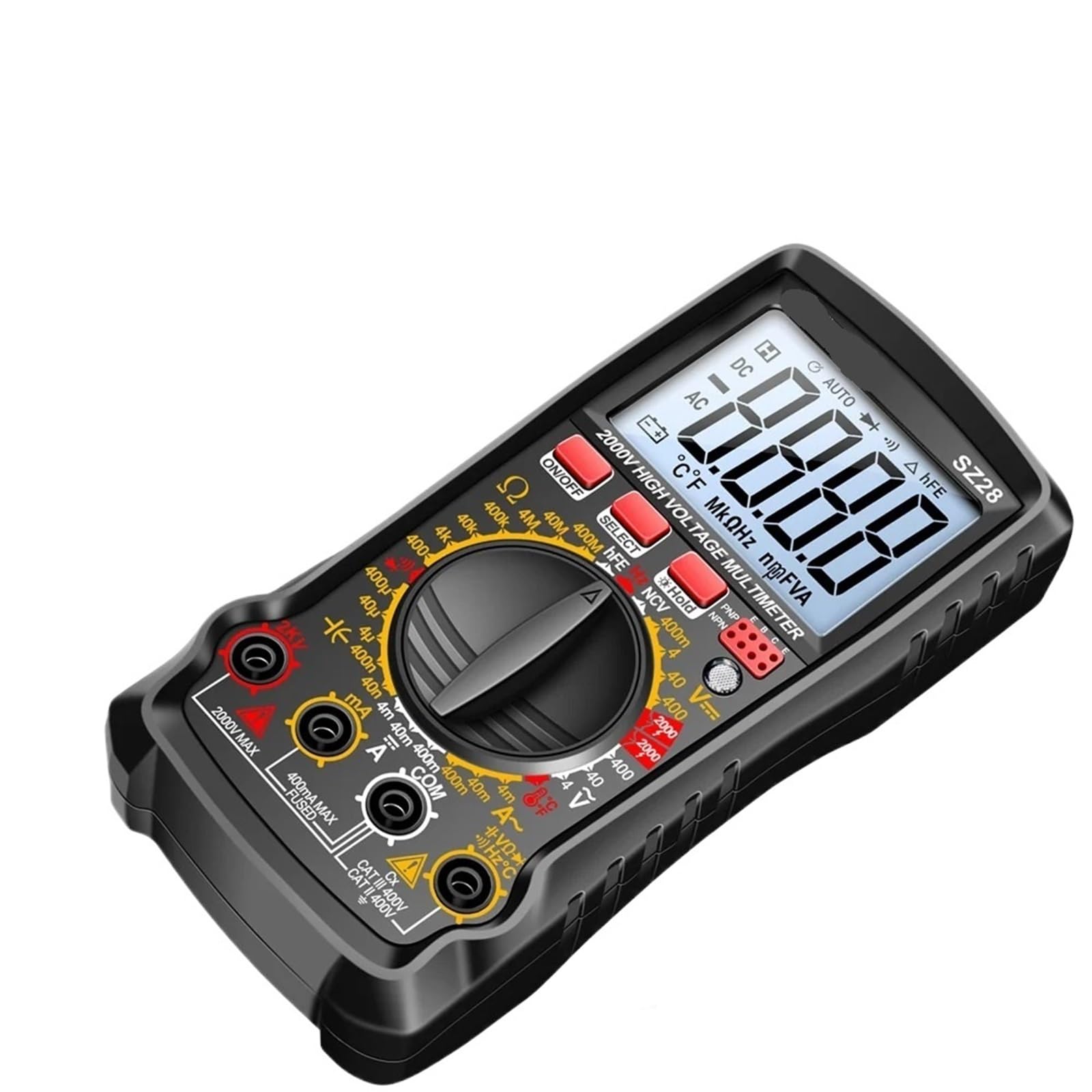 SZ28 Smart Multimeter 400V AC/DC Spannung Strom Tester 4MHz 4000 Zählt 400MOhm Multimetro transistor Test Werkzeuge(SZ28 Black)