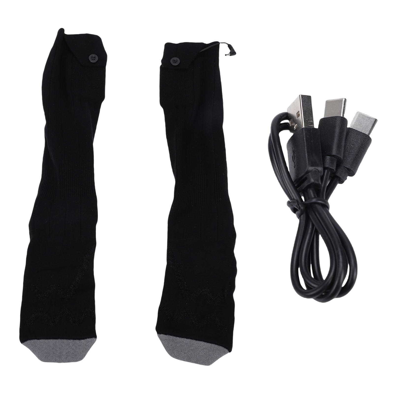 Srliya Chaussettes Chauffantes électriques, Batterie Rechargeable Réglable, Chauffe-Pieds pour l'hiver, Ski, Pêche, Camping, Noir et Gris