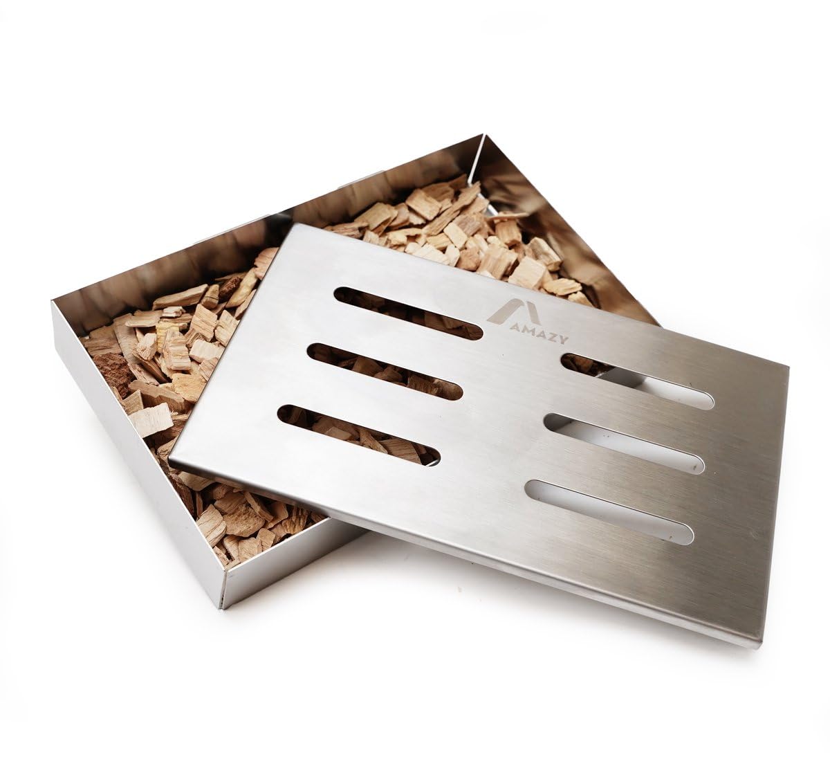 Set di legno per affumicatura in acciaio INOX, completo di 3 trucioli per affumicatura da 4 l