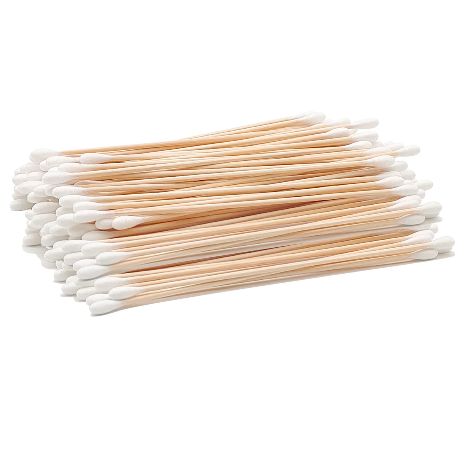 6 Inch Long Cotton Swabs,Single Round Tips with Wooden Handle for Gun Cleaning,Pet Care and Makeup