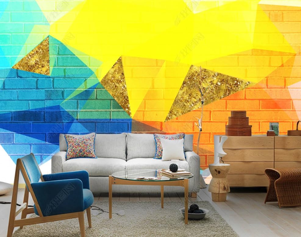 Papier peint intissé géométrie d'or poster géant mural déco salon contemporain