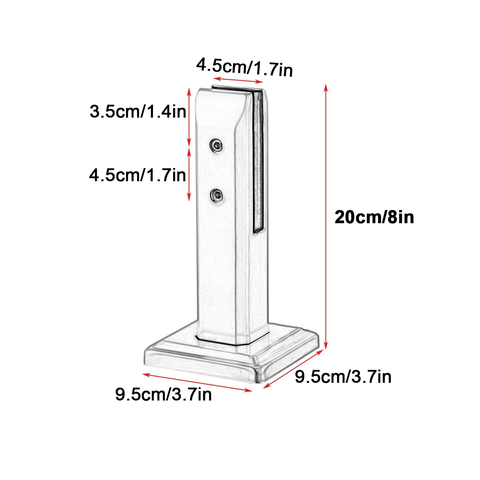 2 PCS Paletto per Ringhiera, Parapetto in Vetro, in Acciaio Inossidabile 304, per Ringhiere di Scale, Balaustre e Balconi in Casa e Giardino(Silver,20cm/8in)