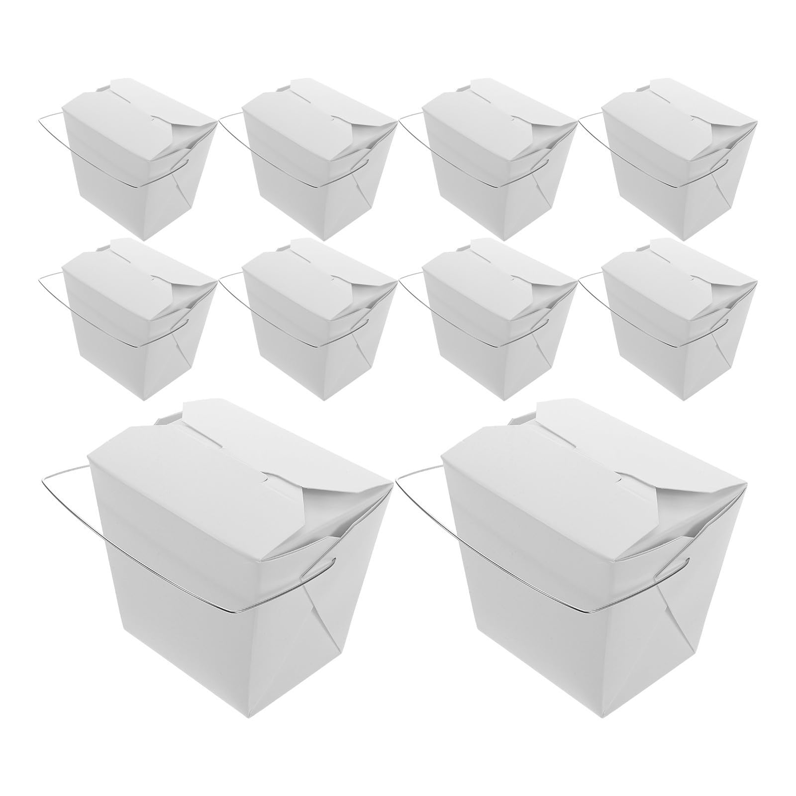 Boîtes à Emporter Chinoises en Papier Blanches avec Poignée en Fil Métallique, 50 Pièces, Design Compact et Polyvalent pour Repas à Emporter et Sorties en Plein Air