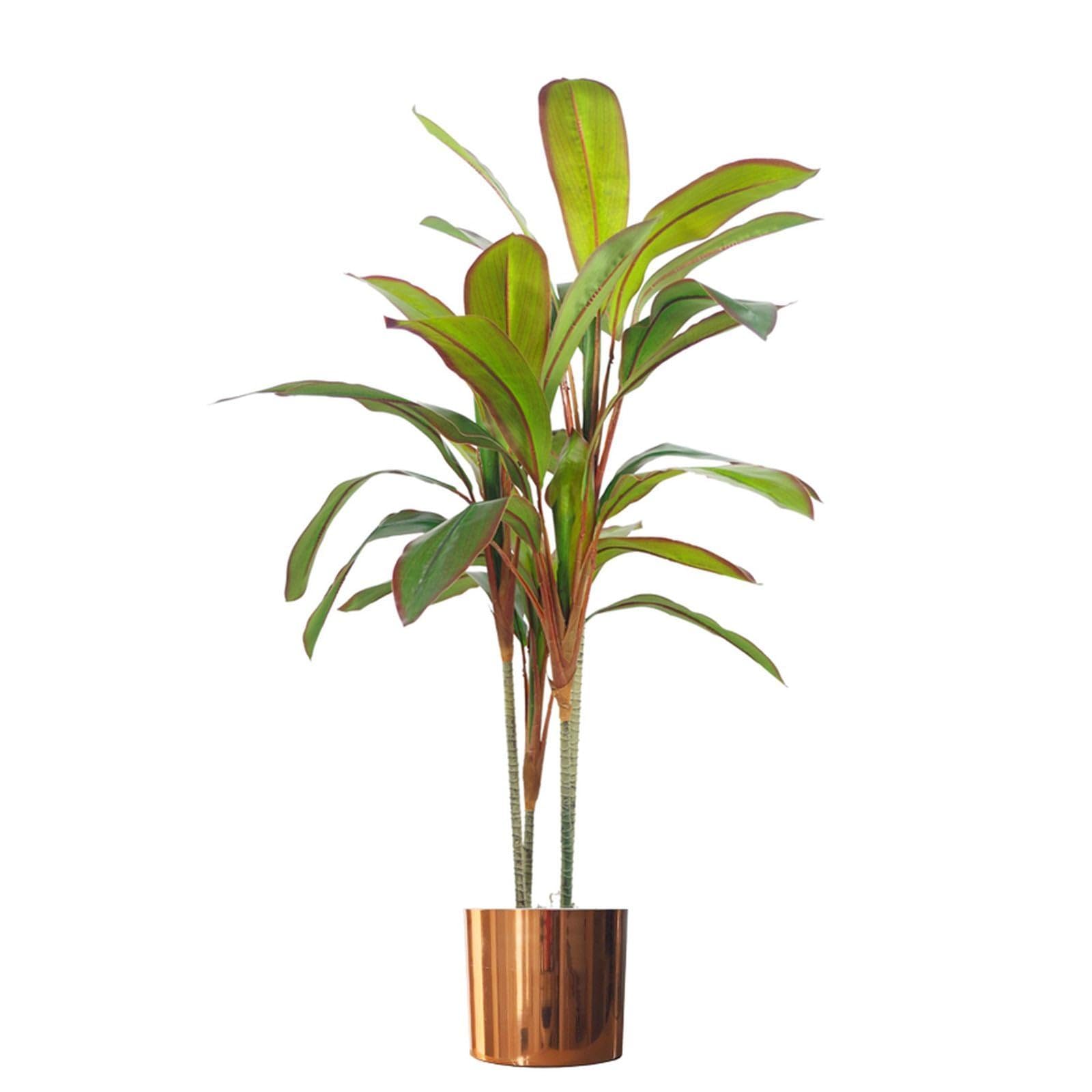 Leaf Dracaena Artificial Plant - 100cm - Green - Copper Metal Planter