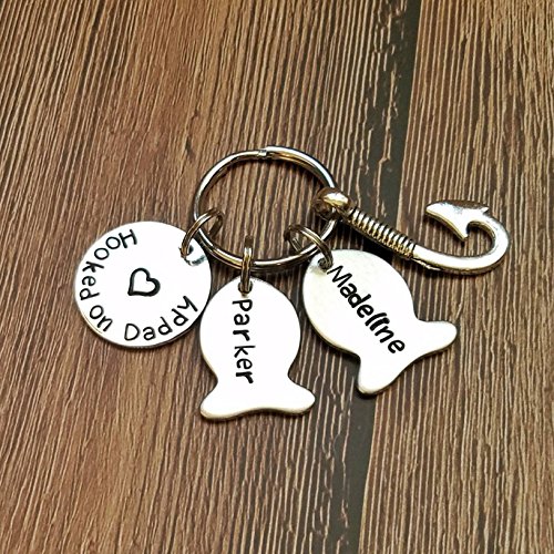 Hooked on Daddy Keychain | Daddy's best catch | Personalized fishing keychain | Custom hooked keychain |