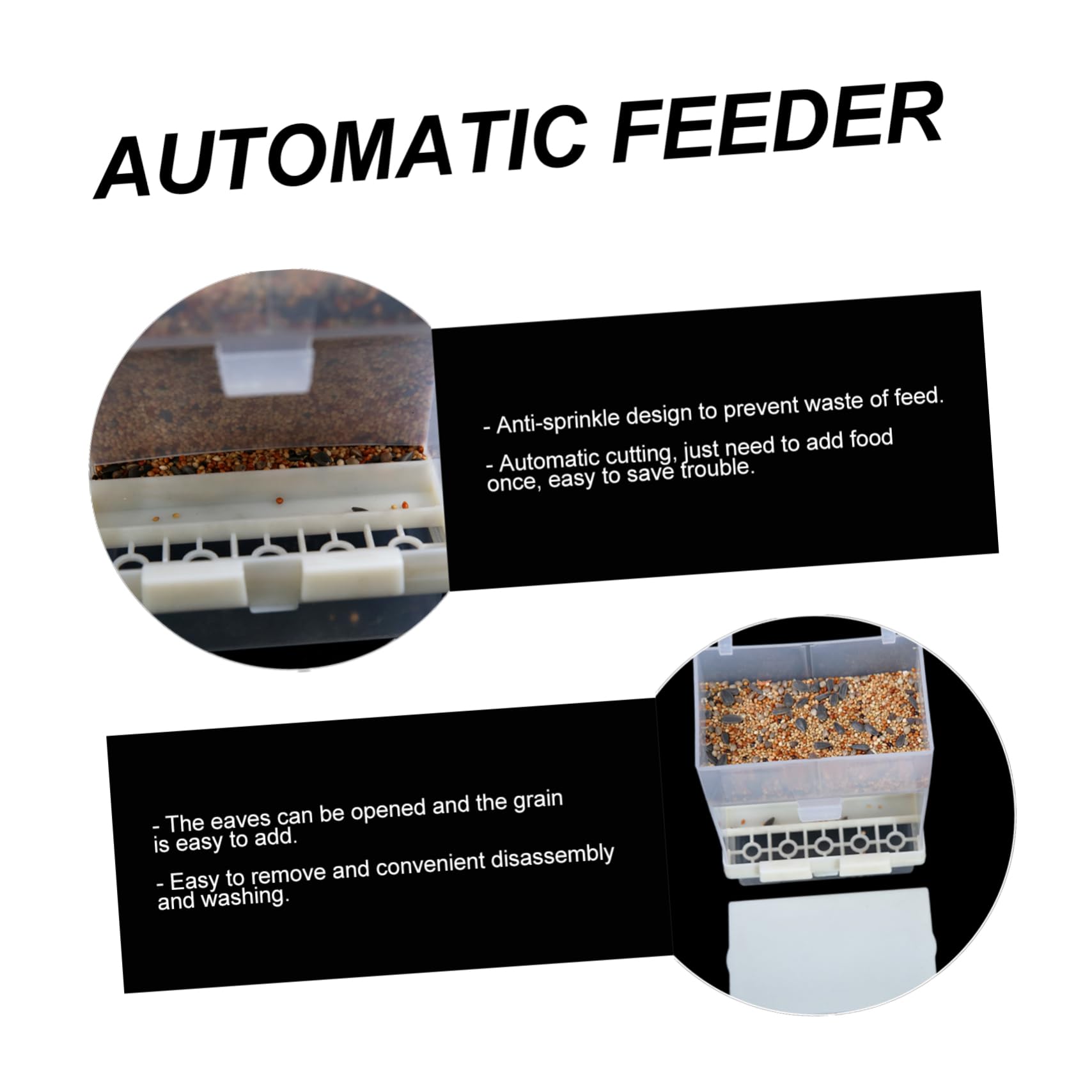 Mangeoire Automatique pour Perroquets 3 Pièces Facile À Ouvrir pour Animaux De Compagnie pour Pigeons Boîte À Nourriture pour Oiseaux
