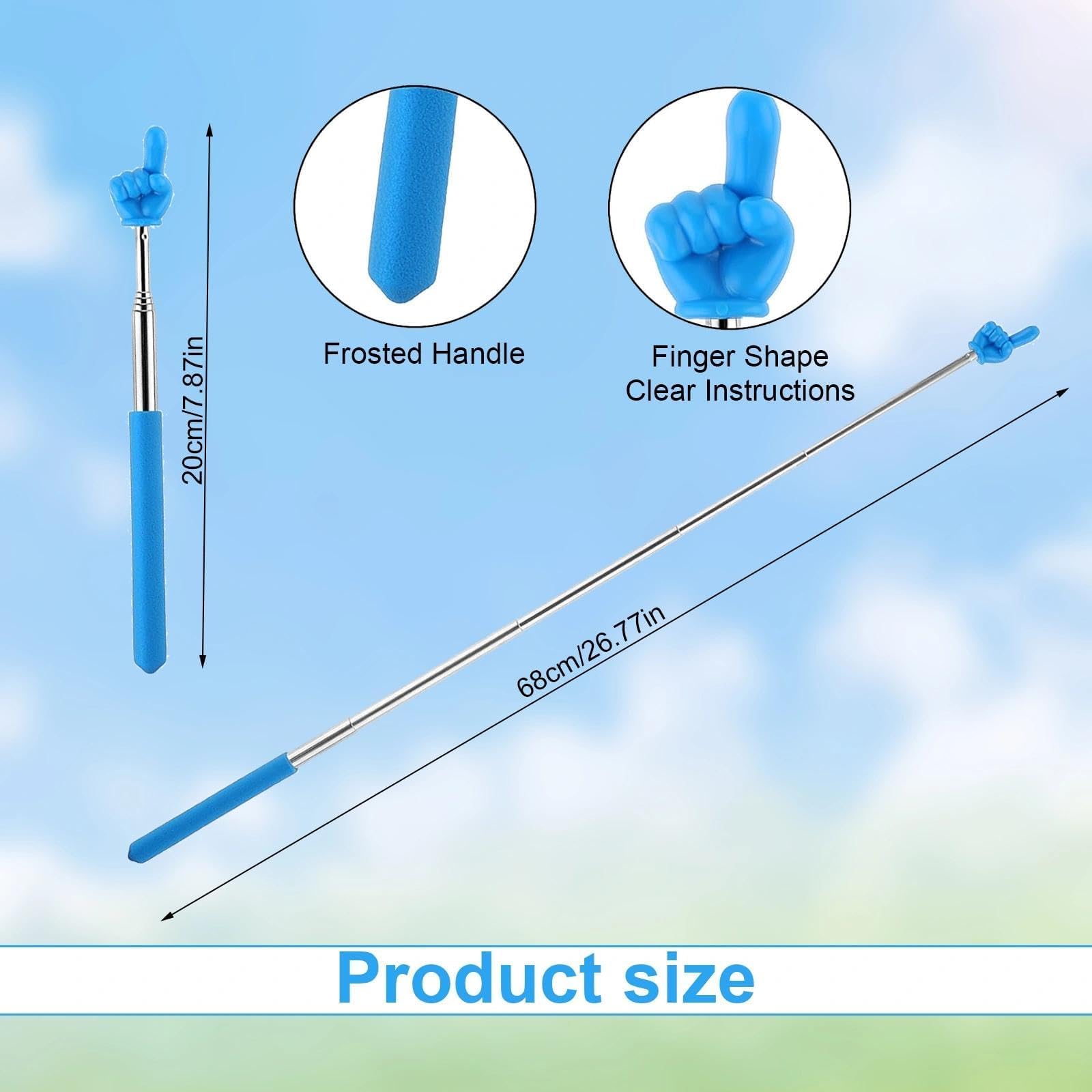 LINTRA Baton Telescopique, 6 Pièces Bâton Télescopique pour Doigts, Baguette Télescopique, Baguette Légère pour Enfants, Réglable Entre 20 cm et 68 cm, Adapté aux Salles de Classe, Présentations