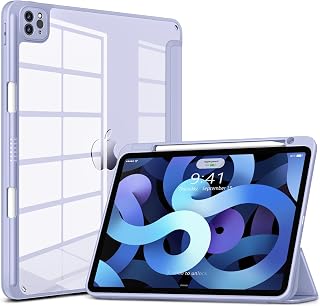 DTTOCASE for iPad Air Case 5th / 4th Generation 10.9 Inch (2022/2020),iPad Pro 11 Inch Case with Transparent Shockproof Back Cover[Built-in Pencil Holder,Auto Sleep/Wake,Camera Protection]-Blue Purple