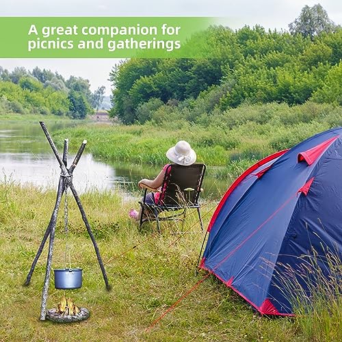 Dreibein für Feuerschale, Dreibein Grill Edelstahl Feuerstelle Für Schwenkgrill Zubehör, Dreibein Ring mit Kette und Haken, für Feuerstelle, Kochkesse