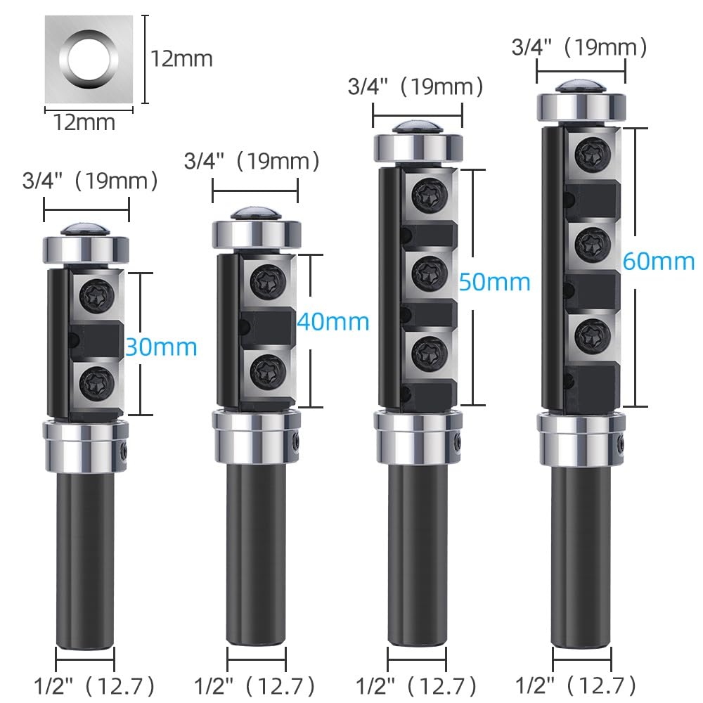 1/2 schaft Fräser Holz Hobel Bit Flush Trim Router Bit Mit Hartmetall Einsatz for Holzbearbeitung Trimmen Schlitzen Werkzeuge (Size : 1l2x19x30)