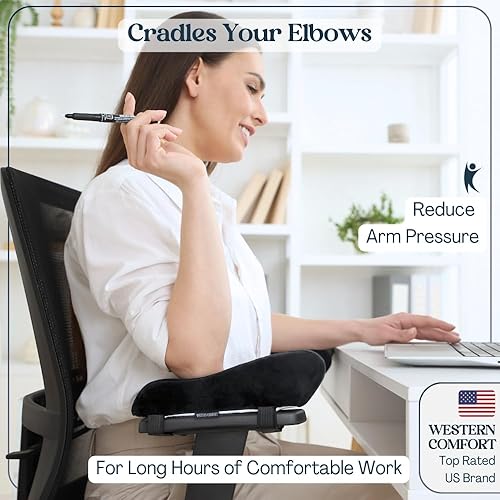 Miniatura 4 de WESTERN COMFORT Thick Memory Foam Office Chair Arm Pads - Set of 2 Armrest Covers Provide Elbow Cushioning and Relieve Pressure (Ergonomic)