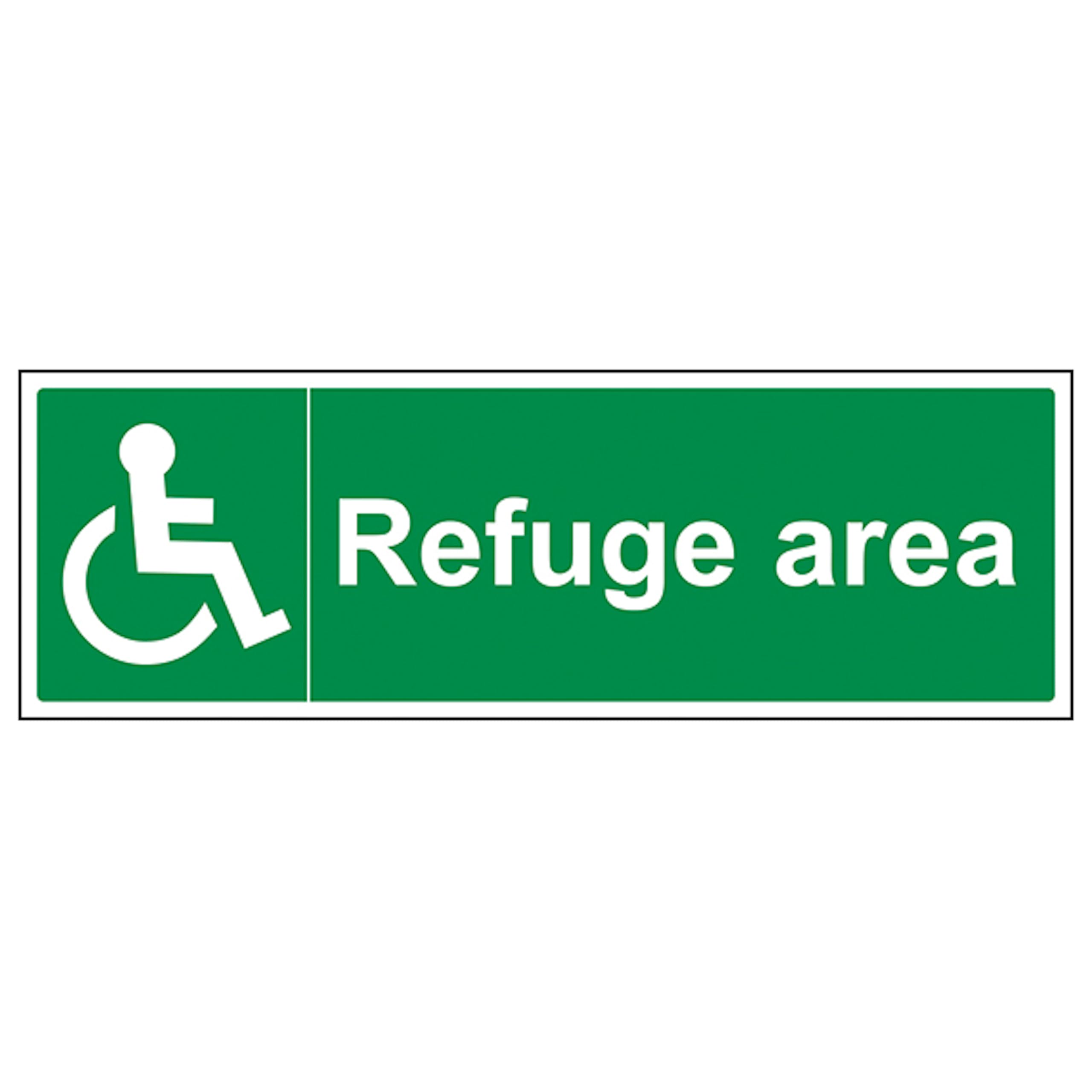 V Safety Refuge Area - Landscape 450 x 150 mm - 3mm Aluminium Composite Safety Sign