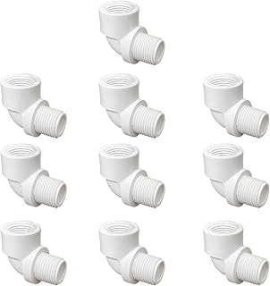 FangKingNo 10PCS 1/2" PVC Male Thread to Female Thread 90° Street Elbow Coupling (MIPT to FIPT) for PVC PIPE Pressure Fittings , Female to male Elbow Adapter for PVC PIPE Connector White (1/2 Inch)