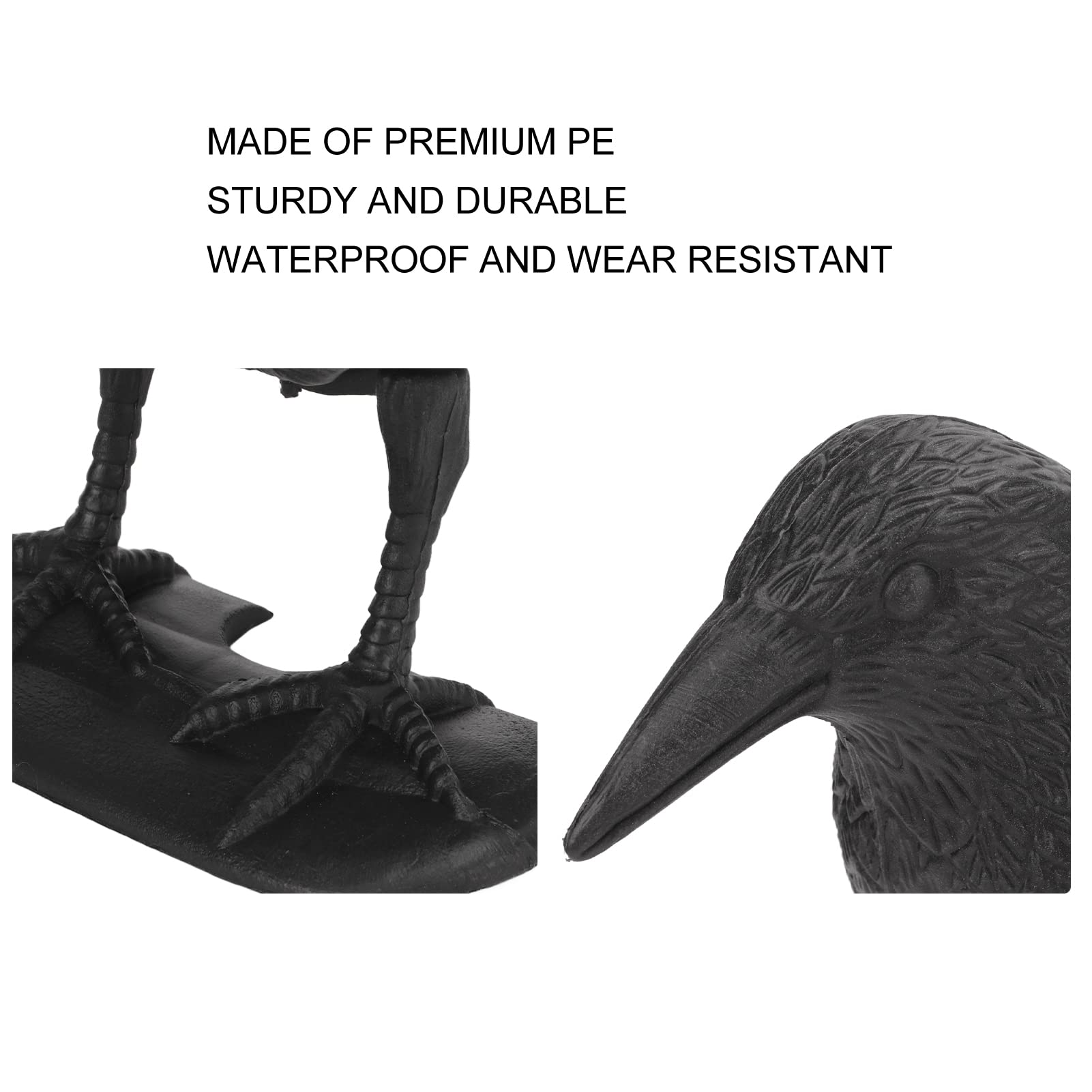 Cuerpo Principal del Señuelo de Cuervo, con Poste para Atraer la Caza y Asustar a los Pájaros P E Crow PE Decoración de Patio de Simulación Negra