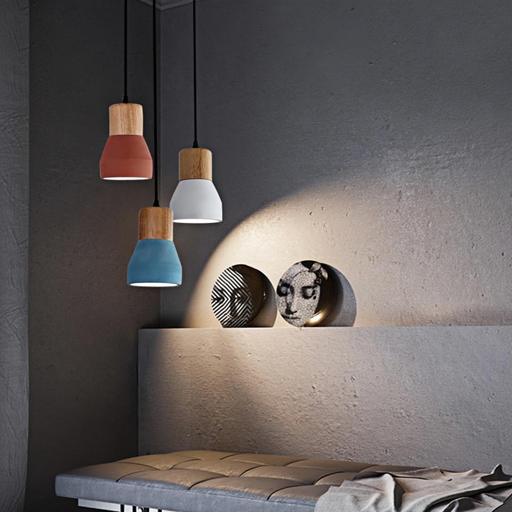 Mini Lámpara Colgante De Metal Y Madera, Lámpara Moderna para