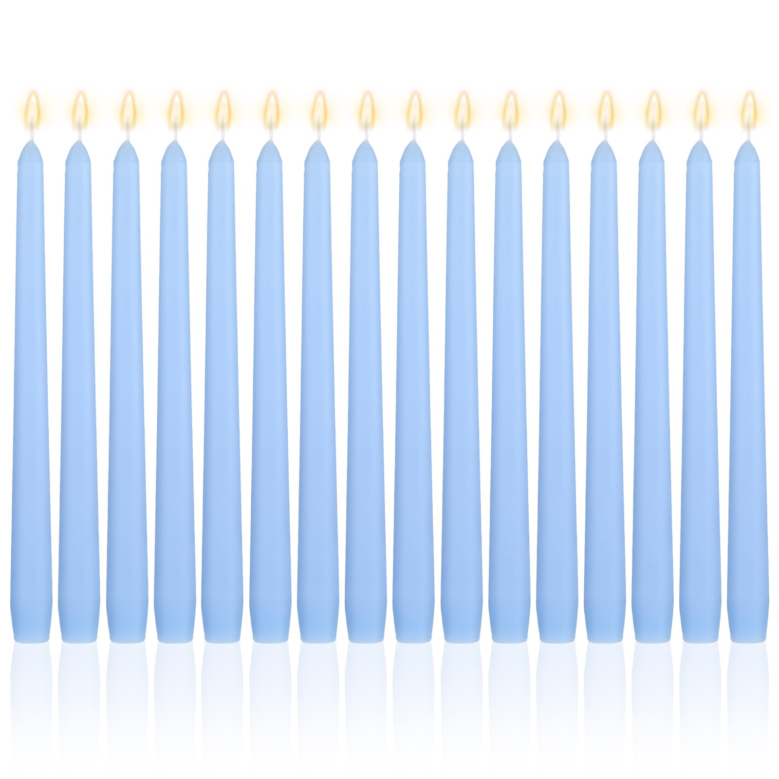 Photo 1 of MTLEE 16 Pcs 10 Inch Long Tapered Candle Stick Bulk Smokeless Unscented Burning Candlestick Paraffin Wax with Cotton Wick for Valentine's Day Baby Shower Wedding Holiday Party Church(Sky Blue)